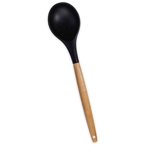 Colher de Silicone com Cabo de Madeira Preta