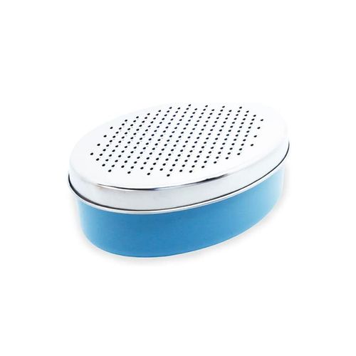 Ralador de Aço Inox Fino com Recipiente Azul Oikos