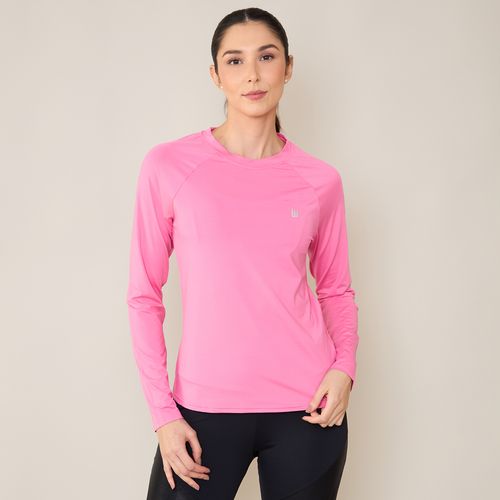 Camiseta Esportiva Manga Longa Rosa Iron Wear