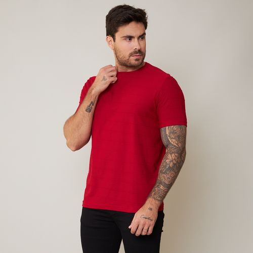 Camiseta Masculina Básica Maquinetada Vermelha