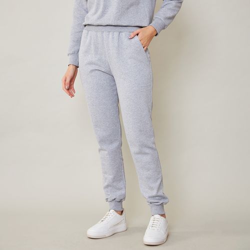 Calça Feminina Moletom Jogger Cinza
