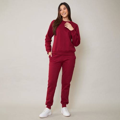 Calça Feminina Moletom Jogger Vinho