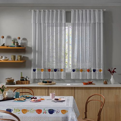 Cortina Renda Janela Xícaras 2,00m x 1,50m Interlar