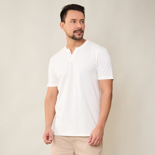 Camiseta Masculina Gola Padre com Botões