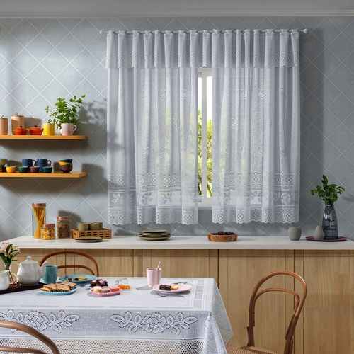 Cortina em Renda para Janela Lisa 2,00m x 1,50m Interlar