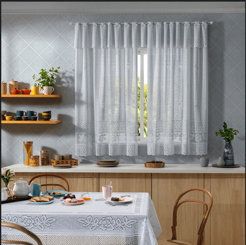 Cortina em Renda para Janela Lisa 2,00m x 1,20m Interlar