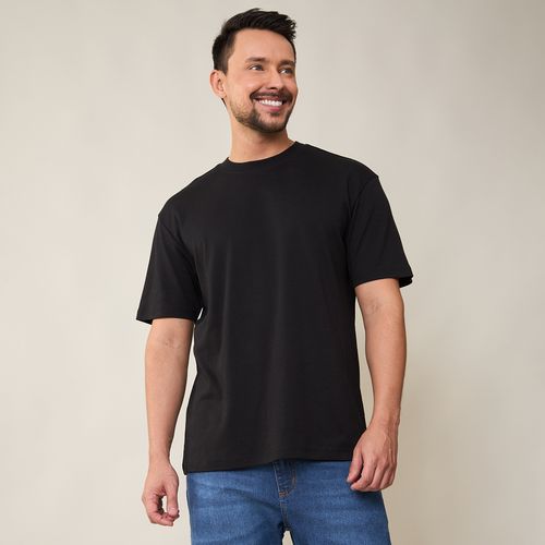 Camiseta Masculina Boxy Algodão Peruano Preta