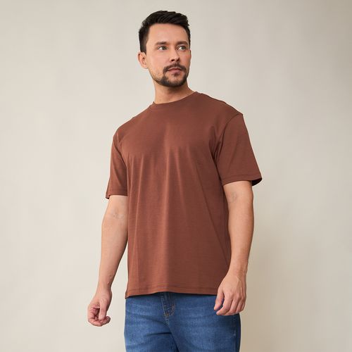 Camiseta Masculina Boxy Algodão Peruano Marrom