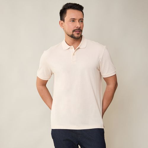 Camisa Polo Masculina Algodão Peruano Bege