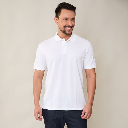 Camisa Polo Masculina Algodão Peruano Branca