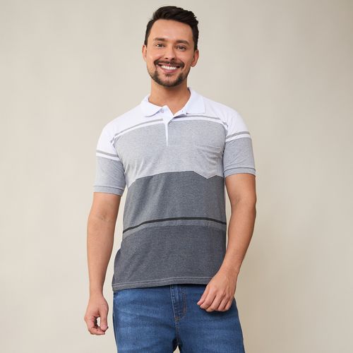 Camisa Polo Masculina Color Block Mescla