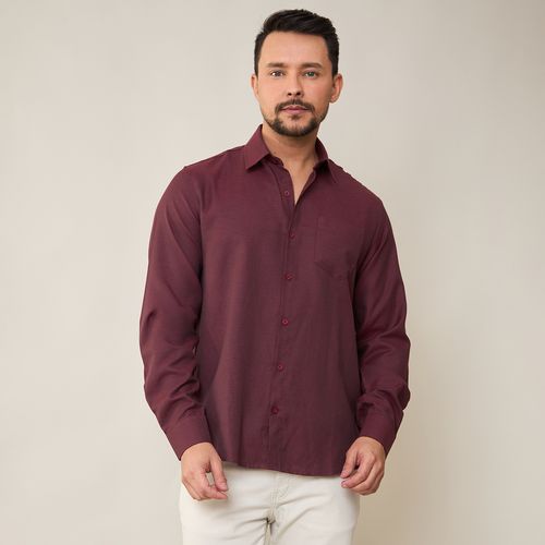 Camisa Masculina Manga Curta Vinho