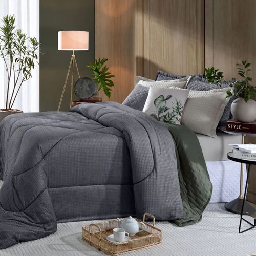 Edredom Lugano Queen 2,35m x 2,60m Ardosia Hedrons