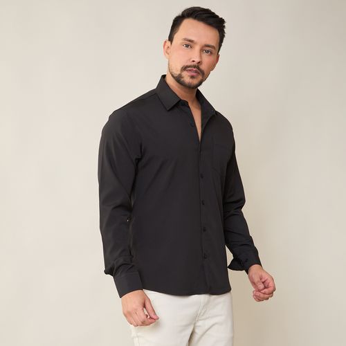Camisa Masculina Manga Longa Preta