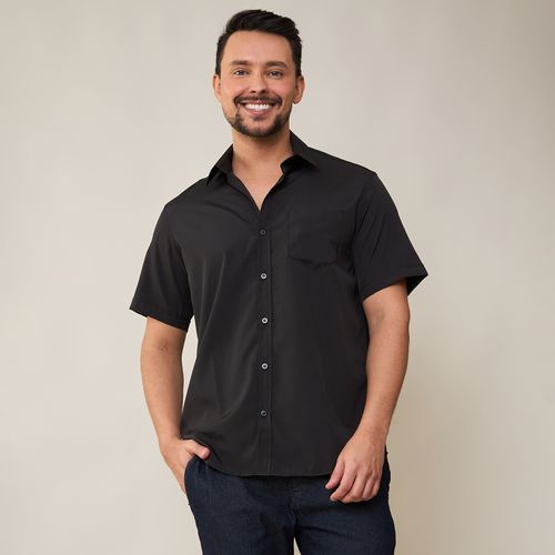 Camisa Masculina Manga Curta Preta