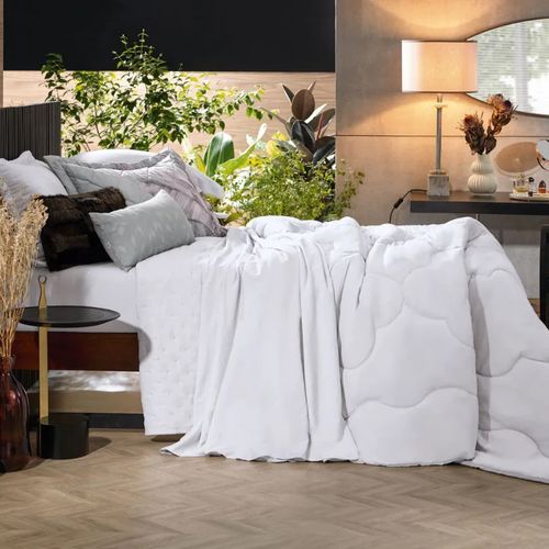 Edredom Toque de Algodão Casal 2,20m x 2,40m Branco Hedrons