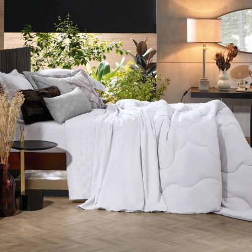 Edredom Toque de Algodão Queen 2,40m x 2,60m Branco Hedrons