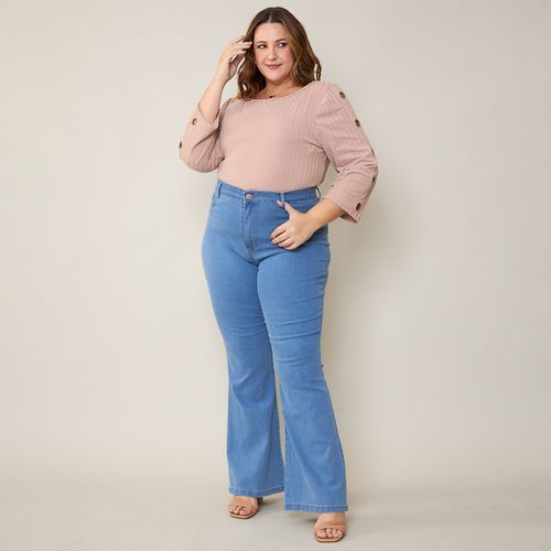 Calça Jeans Feminina Plus Size Flare