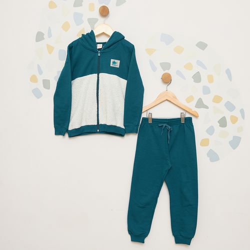 Conjunto Infantil Moletom Recorte Sherpa com Capuz