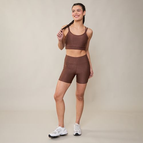 Shorts Esportivo Canelado com Bolso Marrom Iron Wear