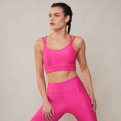 Top Esportivo Alças Duplas Canelado Rosa Iron Wear