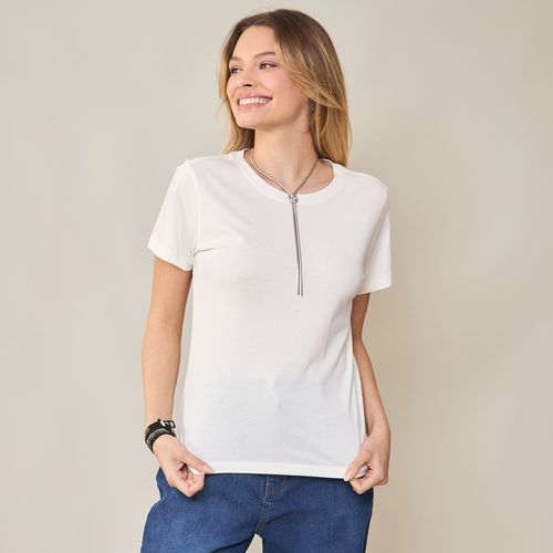 Camiseta Feminina Manga Curta Algodão Peruano Branca