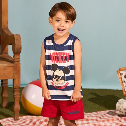 Conjunto Infantil Regata e Shorts Listras Mickey