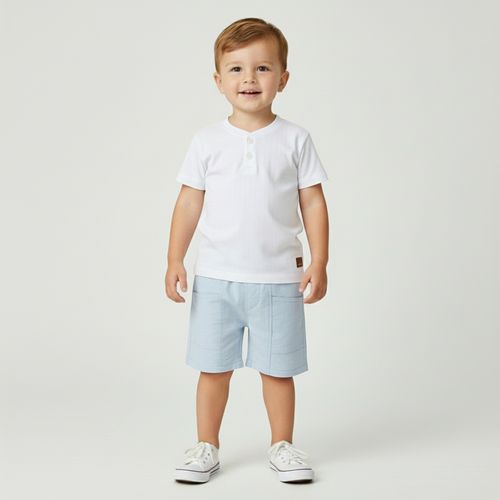 Camiseta Infantil Manga Curta e Gola Portuguesa