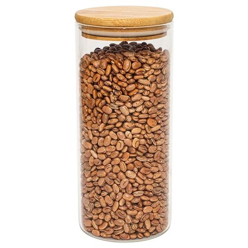 Pote de Vidro Hermético com Tampa de Bambu 800ml Oikos