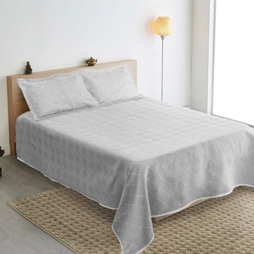 Kit Colcha Solteiro Tafetá 1,80m x 2,30m Estampado Preto