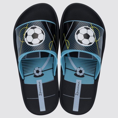Chinelo Infantil Slide Futebol Preto Grendene