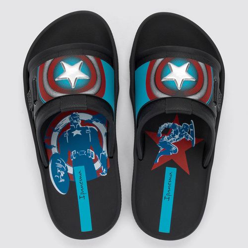 Chinelo Infantil Slide Capitão América Preto Grendene