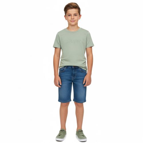 Bermuda Jeans Médio Reta Infantil