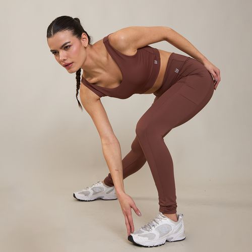 Calça Legging Esportiva com Bolso Marrom Iron Wear