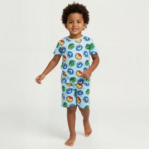 Pijama Infantil Blusa e Shorts Estampado Vingadores
