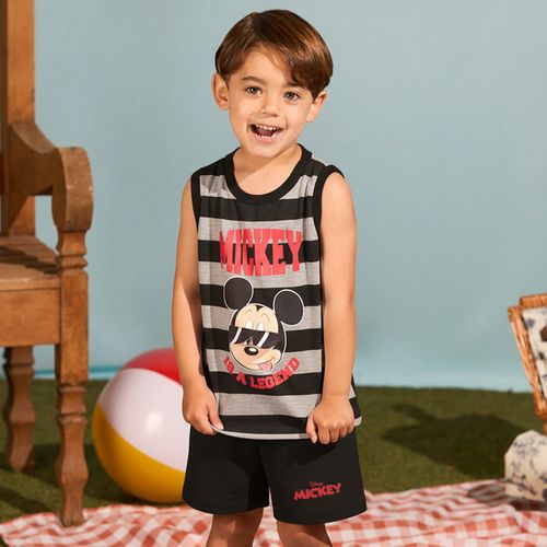 Conjunto Infantil Regata e Shorts Listras Mickey