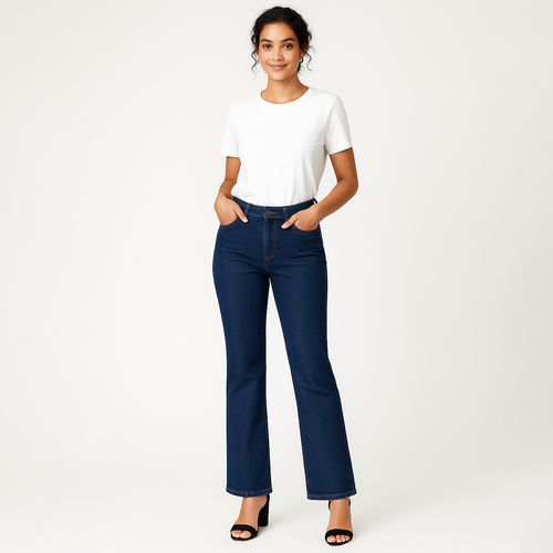 Sawary Calça Jeans Feminina Reta Azul Claro