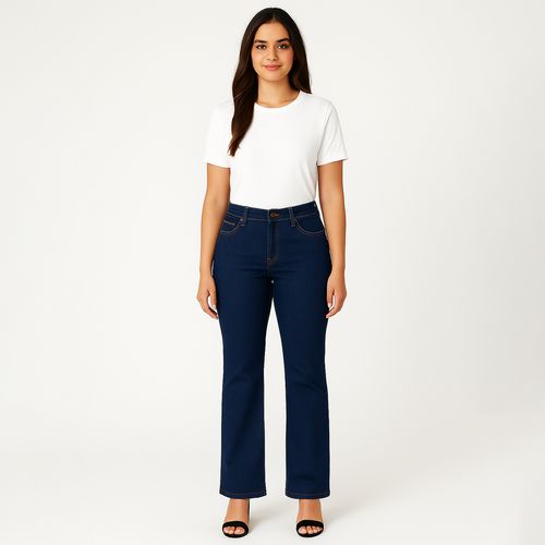 Sawary Calça Jeans Feminina Bootcut Azul Escuro