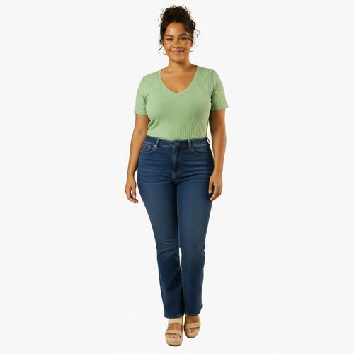 Sawary Calça Jeans Feminina Skinny Azul Médio