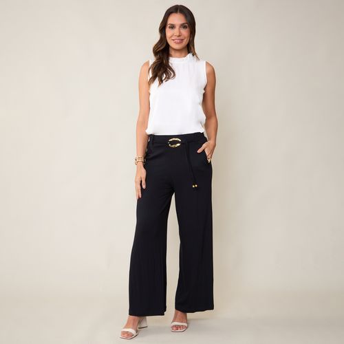 Calça Feminina Pantalona com Cinto e Fivela