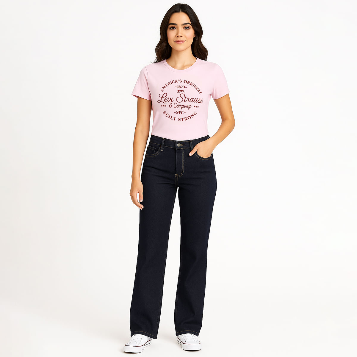 Calça Jeans Feminina Levi's® 725 High Rise Bootcut Azul Escuro