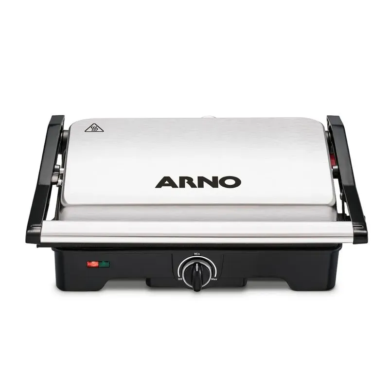 Grill Arno Dual Inox GNOX 1100W Abertura 180° Preto e Inox